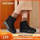 斯凱奇（Skechers）女鞋高幫鞋秋冬季厚底增高雪地靴加絨保暖短靴時(shí)尚休閑鞋114759