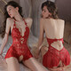 臻媚性感睡衣女情趣內衣透明鏤空連衣裙開(kāi)襠家居服夫妻調情 紅色 1915