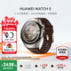 華為（HUAWEI）手表WATCH 5【咨詢(xún)享優(yōu)惠】智能運動(dòng)健康eSIM獨立通話(huà)血氧呼吸體溫監測風(fēng)險評估男女朋友禮物4Pro 46mm木星棕丨深棕色素皮復合表帶【皮表帶+貼膜】