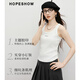 紅袖（hopeshow）高級感吊帶2026春季新款女裝撞色字母印花細坑條無(wú)袖U領(lǐng)背心上衣 本白001 M
