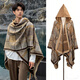 茯見(jiàn)外搭大披肩斗篷披風(fēng)男女春秋季帶帽子一體厚圍巾云南新疆旅游穿搭 連帽斗篷披肩【加厚格子灰駝】