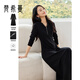 梵希蔓（vimly）連帽衛衣裙秋季新款通勤收腰顯瘦中長(cháng)款連衣裙女 黑色   L   