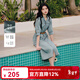 秋水伊人優(yōu)雅浪漫裙子2025年夏季新款氣質(zhì)簡(jiǎn)約通勤立領(lǐng)設計連衣裙 牛仔藍 M