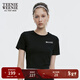 Teenie Weenie小熊女裝簡(jiǎn)約休閑涼感修身短款運動(dòng)T恤小個(gè)子瑜伽服 黑色 S (160)