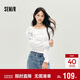 森馬（Semir）長(cháng)袖襯衫女短款白色繡花浪漫秋2025荷葉邊一字肩襯衣107625105003