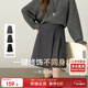 尚都比拉含綿羊毛通勤半身裙女冬季小個(gè)子保暖百褶A字裙高腰厚款毛呢裙子