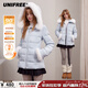 UNIFREE25年冬季羽絨服90絨修身短款輕薄連帽羽絨服外套帶毛領(lǐng)袖口毛圈 藍色 S