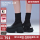 DAPHNE LAB洋氣小短靴【明星同款】方糖厚底襪靴女 復古時(shí)尚切爾西彈力靴 經(jīng)典黑【博主同款】 9.5cm 37