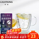 明尊（LIGHTKING）手工制高硼硅玻璃防燙雙層玻璃杯耐熱玻璃咖啡杯喝水杯帶把綠茶杯 CP'10（150ml）