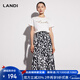 藍地（LANDI）字母手工釘珠純棉白T恤女年夏季新款短袖套頭上衣 白色 M
