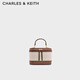 CHARLES&KEITH26春新品帆布手提斜挎盒子包珠寶包生日禮物CK2-80701625-1 Chocolate巧克力色 S