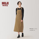 MUJI女式 牛仔 背帶裙 女裝裙子 牛仔裙 長(cháng)裙 A字裙 春秋 深米色 S (155/62A)