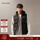 Calvin Klein運動(dòng)【戶(hù)外防水】秋冬男士簡(jiǎn)約ck刺繡鴨絨絎縫連帽羽絨背心外套 BAE-太空黑 L