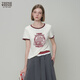 Teenie Weenie小熊女裝T恤26春新款復古時(shí)尚寬松包邊撞色圓領(lǐng)短袖T 象牙白 S