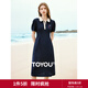 初語(yǔ)減齡連衣裙2025春夏季新款收腰顯瘦中長(cháng)款POLO裙學(xué)院風(fēng)裙子 藏青色 2XL