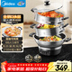 美的（Midea）電蒸鍋電炒鍋電煮鍋電火鍋多功能鍋家用蒸煮炒一體電熱鍋24.1L不銹鋼0涂層多用途鍋MZ-ZGC36G02
