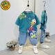 G.duck小黃鴨男童夏裝純棉套裝2025新款兒童夏季兩件套寶寶衣服短袖夏天 綠色 120 cm