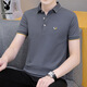 花花公子（PLAYBOY）短袖T恤男夏季POLO打底衫男士商務(wù)休閑翻領(lǐng)潮流半袖男裝 煙灰 XL 