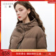 三彩2025冬季新款短款羽絨服連帽白鴨絨面包服寬松純色簡(jiǎn)約女 榛果棕 S 155/80A