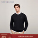 Tommy Hilfiger【純色V領(lǐng)】秋冬季男裝純棉商務(wù)休閑簡(jiǎn)約內搭打底衫針織衫毛衣