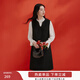 香影小香風(fēng)毛呢背心連衣裙女無(wú)袖2026春季新款新年富家千金紅色裙 黑色 L 165/88A/110-125斤