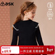 ASK JUNIOR兒童毛衣2025季中大童花邊袖半高領(lǐng)針織打底衫女童長(cháng)袖線(xiàn)衫