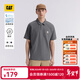 卡特（CAT）25新品男士經(jīng)典美式POLO衫貼布短袖翻領(lǐng)T恤 灰色(建議拍小1碼） L