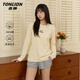 唐獅（TonLion）純棉長(cháng)袖t恤女裝春秋新款寬松秋裝女生上衣服潮流休閑內搭打底衫