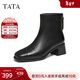 他她（TATA）加絨時(shí)裝靴女鞋2025冬季新款百搭通勤靴子黑色短筒靴CE502DD5 黑色（單里） 36