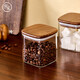 安覓咖啡豆密封罐保存罐黑胡桃木蓋食品級玻璃分裝瓶方糖白糖儲存罐子 400ml-約裝130g咖啡豆【黑胡桃木蓋】