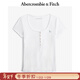 Abercrombie & Fitch【多色亨利領(lǐng)】小麋鹿圖案女裝25夏季修身短袖T恤 白色 L (165/104A)
