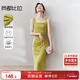 尚都比拉法式高級感連衣裙女秋季赫本風(fēng)長(cháng)款氣質(zhì)A字裙抽褶收腰顯瘦背帶裙
