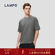 藍豹（LAMPO）【麻爽棉】夏季t恤男休閑廓版麻爽棉休閑圓領(lǐng)百搭重磅短袖T恤 灰漿綠 M (140-160斤)