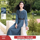 香影法式牛仔連衣裙女2026春季新款復古氣質(zhì)長(cháng)袖圓領(lǐng)純棉收腰裙子 航線(xiàn)藍 M 160/84A/95-110斤