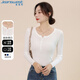 真維斯（Jeanswest）針織女圓領(lǐng)長(cháng)袖打底衫女春夏內搭洋氣修身顯瘦外穿白色均碼
