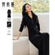 梵希蔓（vimly）連帽衛衣裙秋季新款通勤收腰顯瘦中長(cháng)款連衣裙女 黑色   L   