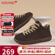 奧康（Aokang）男鞋秋冬加絨板鞋時(shí)尚百搭男士增高勃肯休閑鞋 深栗色中幫加絨41