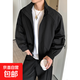 外套男2026春季新款寬松休閑飛行機車(chē)夾克男小眾設計感棒球服 黑色 L