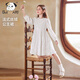 饞嘴狗（CHANZUIGOU）童裝女童法式公主絲絨連衣裙2026春季新款洋氣兒童優(yōu)雅裙子 白色 170 cm