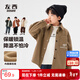 左西男童襯衫加絨2025新款兒童燈芯絨外套秋冬款男孩襯衣 卡其色 160