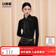 LIME朗姿/萊茵飄帶蝴蝶結針織打底秋冬新款黑白兩色修身長(cháng)袖針織衫 黑色 S