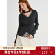 獨束大碼女裝【心動(dòng)信號】蕾絲拼接鏤空V領(lǐng)針織衫2025冬裝針織內 煙熏灰 XL （尺碼：3）