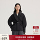 艾萊依西裝式羽絨服女短款鵝絨重工提花收腰加厚保暖新年外套 炭黑S