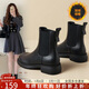 ZHR短靴女秋冬簡(jiǎn)約英倫風(fēng)切爾西靴女粗跟加絨女靴   EH19A 黑色 37 