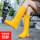 日系雨鞋女款高筒防滑雨靴成人時(shí)尚外穿水鞋防水趕海軟底耐磨膠鞋 689黃色 建議拍大一碼 38