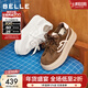 百麗（Belle）時(shí)尚愛(ài)心小白板鞋女厚底增高雙鞋帶休閑鞋B2906CM5 咖色 37 (235mm)