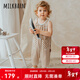 Milkbarn兒童無(wú)袖連體褲 1-6歲中小童純棉背帶褲寶寶春夏外出褲子 格紋LOGO 90