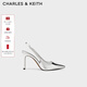 CHARLES&KEITH質(zhì)感鏈條尖頭高跟涼鞋子女鞋生日禮物新年禮物CK1-60280377 Silver銀色 36 (230)