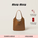 MiuMiu【禮物】繆繆女士IVY牛皮革大號托特包單肩包 干邑色