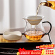憶壺茶公道杯玻璃加厚耐熱分茶器高檔茶漏過(guò)濾泡茶杯日式茶具茶海公杯 【羊脂玉瓷茶漏】公杯+茶漏